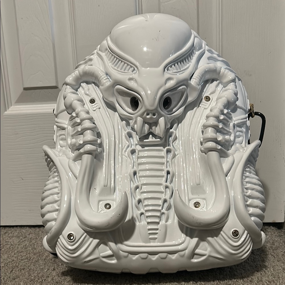 White Acrylic Bone Sculpted Alien “Alexander McQueen stylized” Couture  Backpack